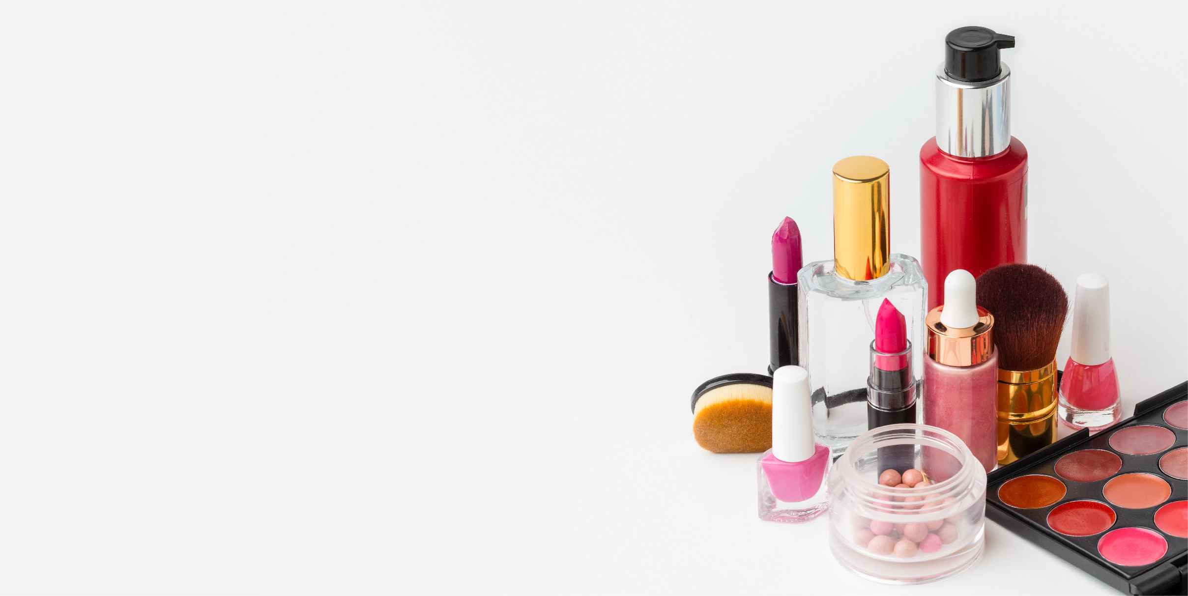 sample beauty products with lipstick