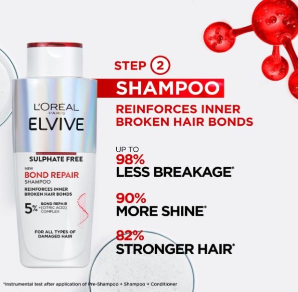 l'oreal elvive bond repair shampoo | strengthens hair | repair hair | suitable for all haire type