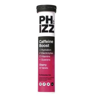 Phizz Caffeine Boost 20 Cherry Tablets 86g | energy boost | convenient | electrolytes | vitamins