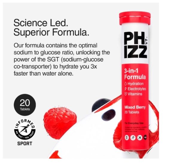 Phizz Mixed Berry 20 Tablets 80g | overall health | hydration | metabolism | energized | immunity