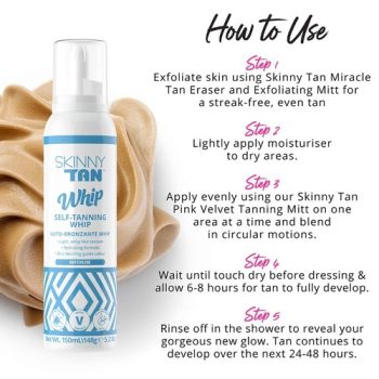 Skinny Tan Medium Self-Tanning Whip | RADIANT GLOW | non greasy | hydrating | self tan