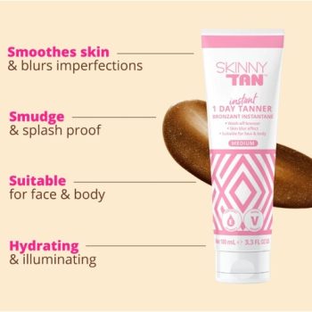 Skinny Tan Instant 1 Day Tanner Medium 100ml | natural ingredients | radiant glow | lightweight