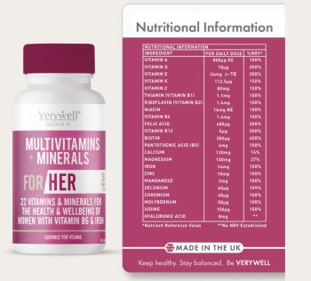 Verywell Women Multivitamins + Minerals for Her | Women’s Multivitamins | daily supplement | Bone Health| Immune Support| Healthy Skin, Hair, and Nail