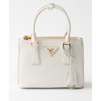 Prada Galleria Saffiano Leather Mini-Bag with a structured silhouette, dual handles, and detachable shoulder strap.