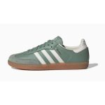 Adidas Samba OG sneakers in Silver Green/Chalk White. Retro design with premium materials and gum rubber outsole for style and comfort.