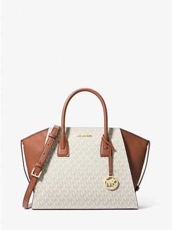 The Michael Kors Avril Large Satchel – a sophisticated and spacious handbag with the iconic MK monogram print.